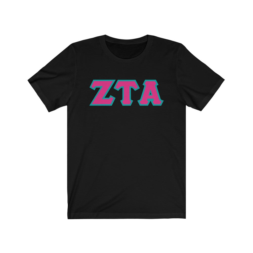 ZTA Printed Letters | Hot Pink & Turquoise Border T-Shirt