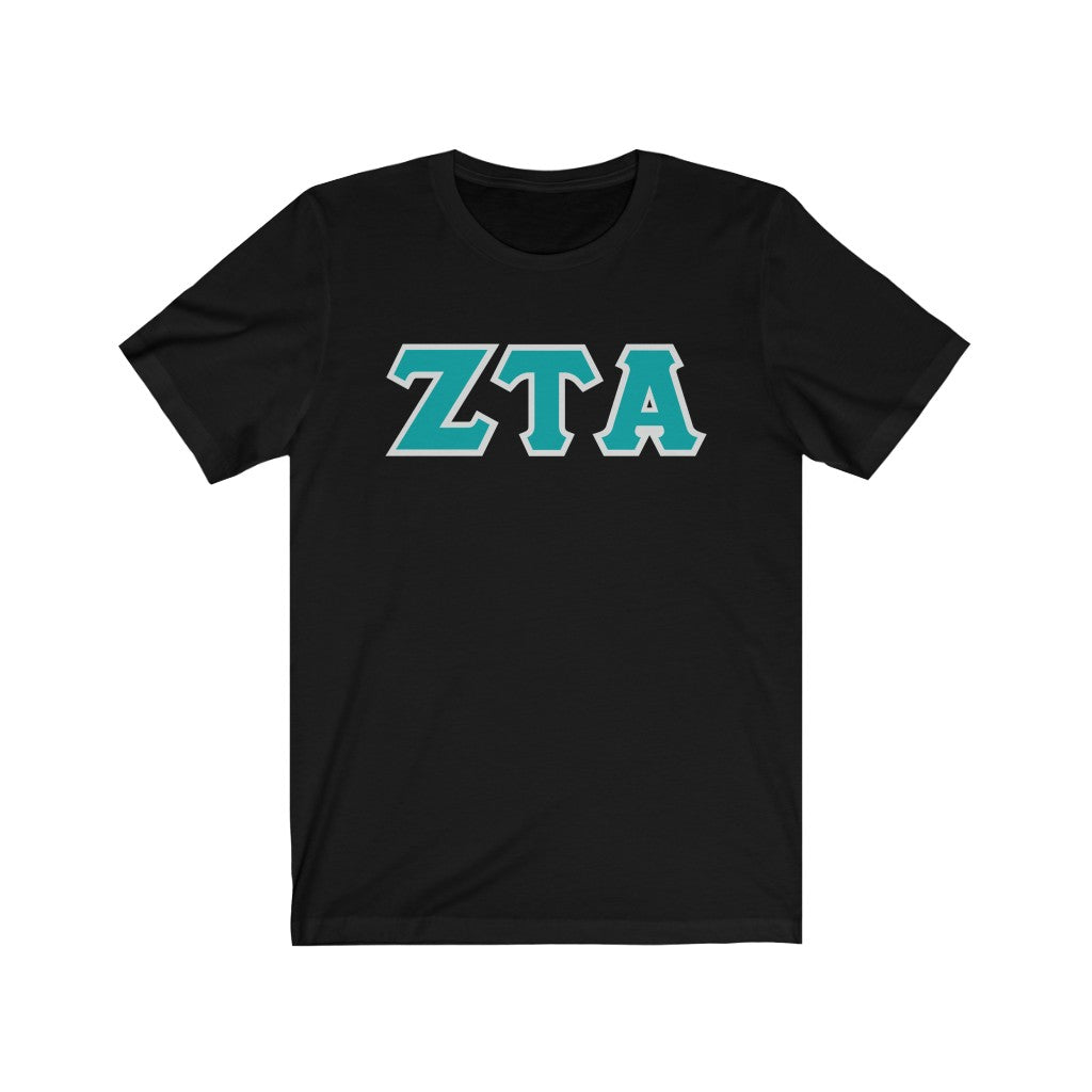 ZTA Printed Letters | Turquoise with Grey Border T-Shirt