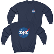Navy Sigma Phi Epsilon Graphic Crewneck Sweatshirt | Nasa 2.0 | SigEp Clothing - Campus Apparel