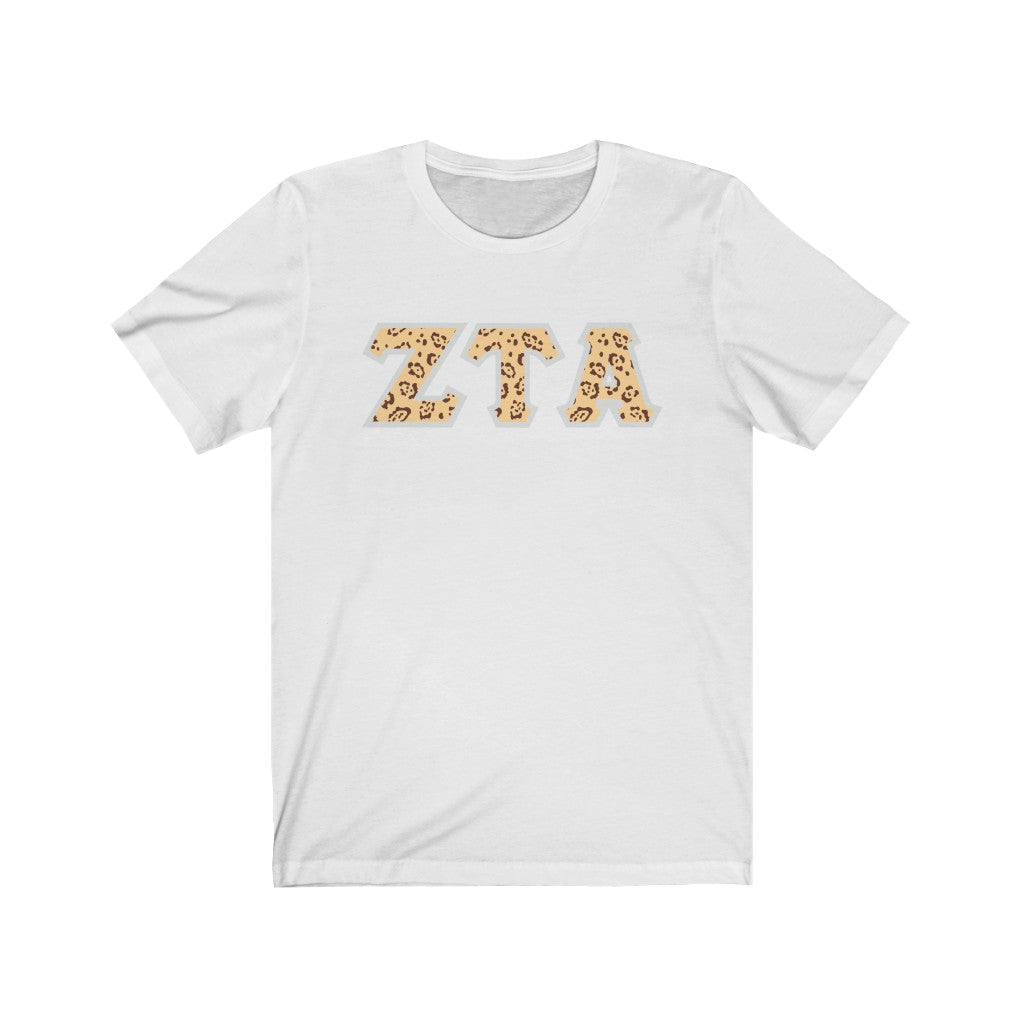 Zeta Tau Alpha Printed Letters | Leopard Print T-Shirt
