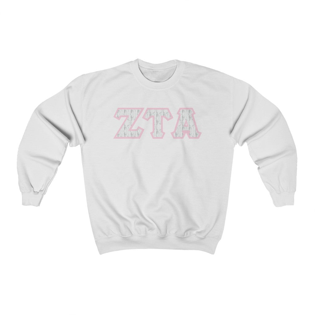 ZTA Printed Letters | Marble with Pink Border Crewneck