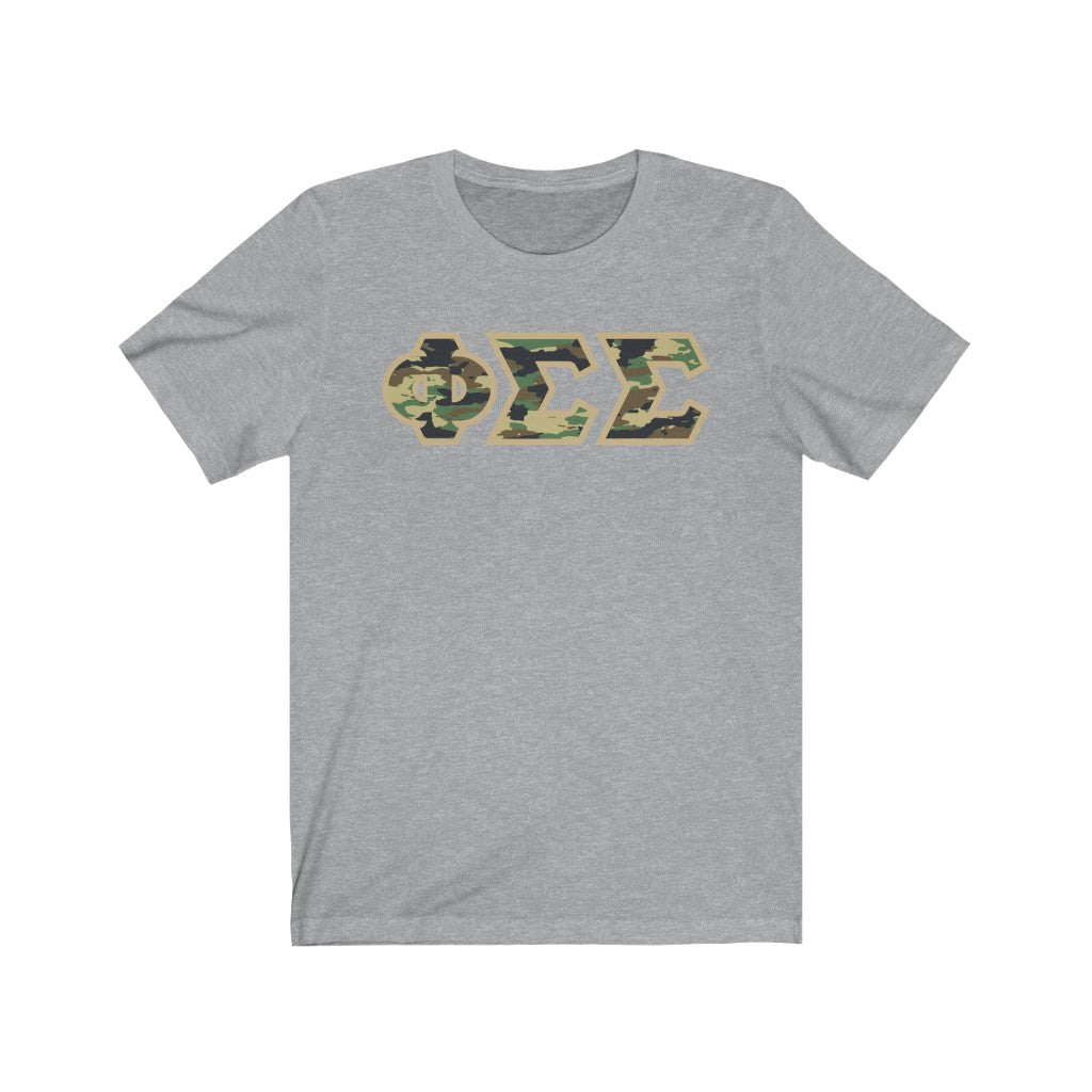 Phi Sigma Sigma Printed Letters | Camouflage T-Shirt