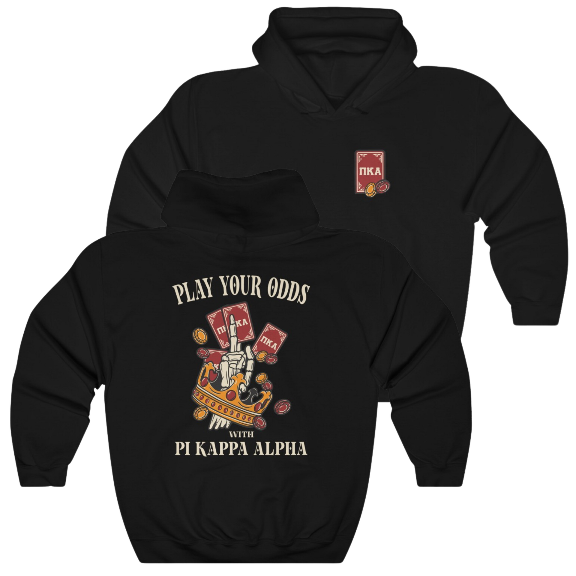 Black Pi Kappa Alpha Graphic Hoodie | Play Your Odds | Pi kappa alpha fraternity shirt