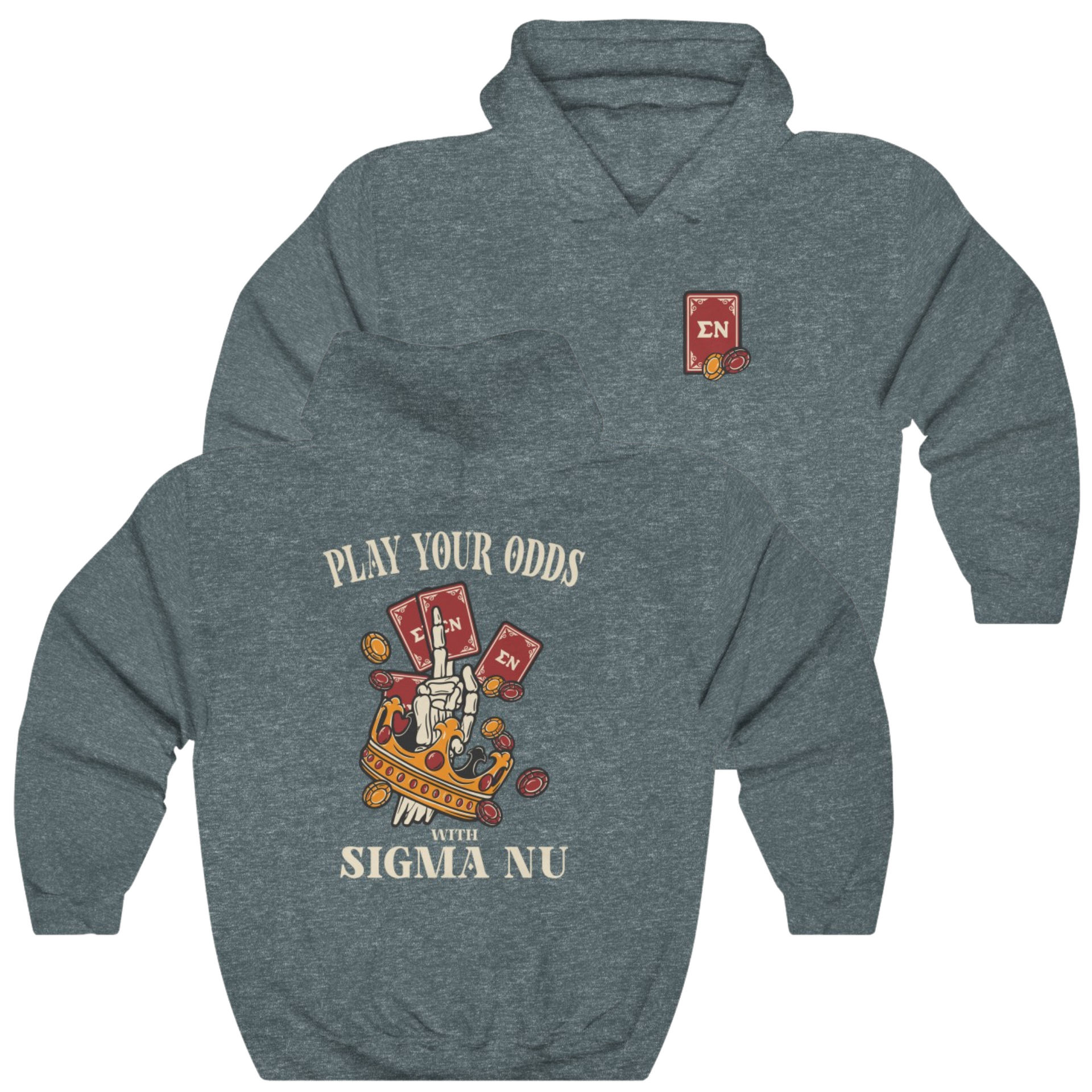 grey Sigma Nu Graphic Hoodie | Play Your Odds | Sigma Nu Clothing, Apparel and Merchandise