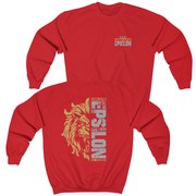 Red Sigma Alpha Epsilon Graphic Crewneck Sweatshirt | Lion Hearted | Sigma Alpha Epsilon Clothing and Merchandise