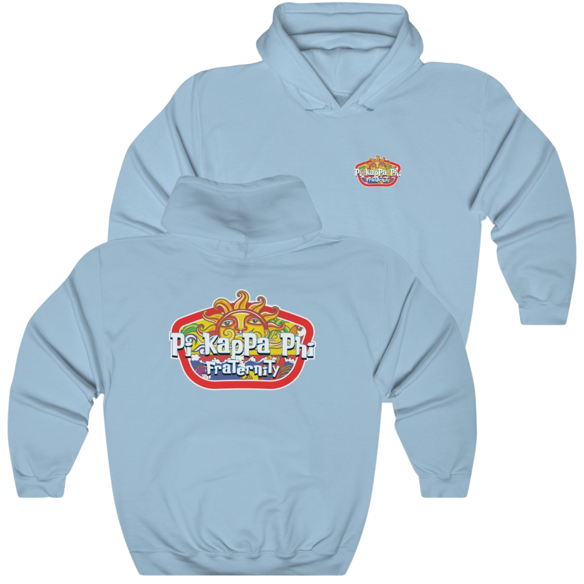 light blue Pi Kappa Phi Graphic Hoodie | Summer Sol | Pi Kappa Phi Apparel and Merchandise