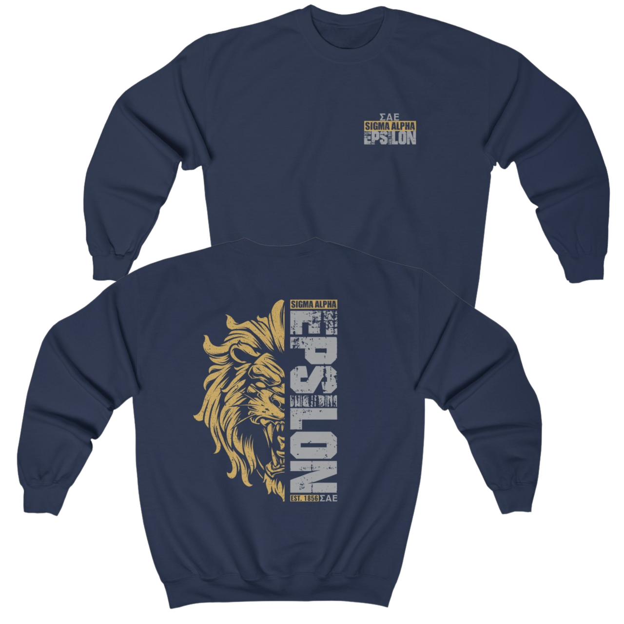 Navy Sigma Alpha Epsilon Graphic Crewneck Sweatshirt | Lion Hearted | Sigma Alpha Epsilon Clothing and Merchandise