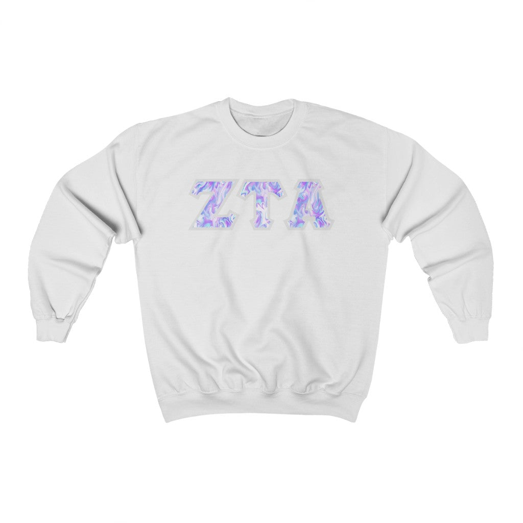 ZTA Printed Letters | Cotton Candy Tie-Dye Crewneck