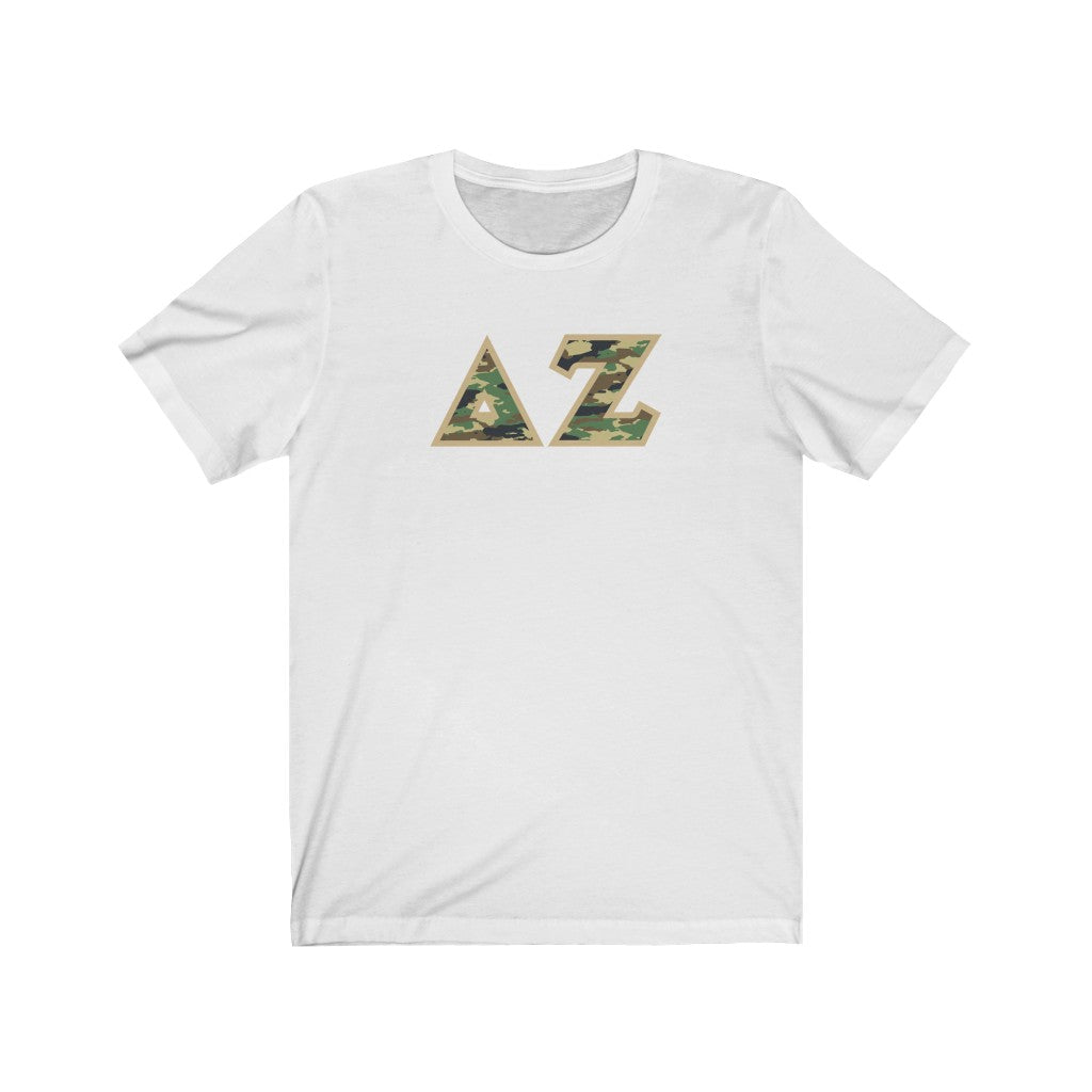 Delta Zeta Printed Letters | Camouflage T-Shirt