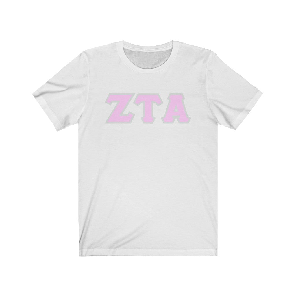 ZTA Printed Letters | Light Pink with Grey Border T-Shirt