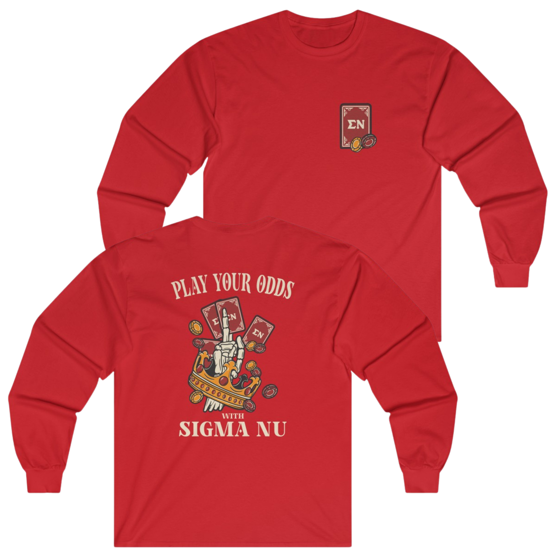 Red Sigma Nu Graphic Long Sleeve | Play Your Odds | Sigma Nu Clothing, Apparel and Merchandise