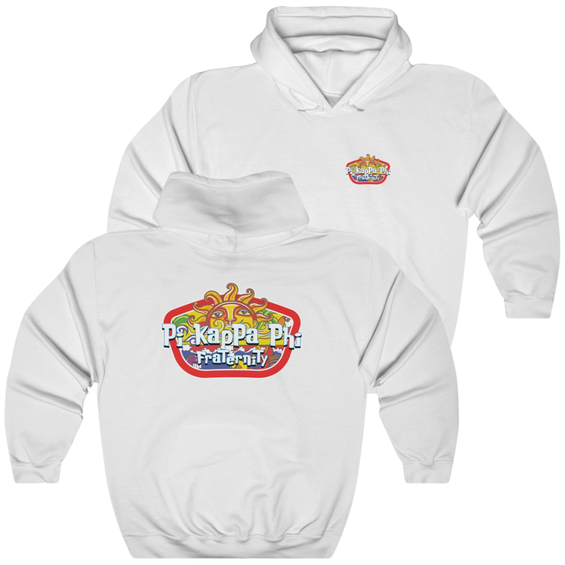 white Pi Kappa Phi Graphic Hoodie | Summer Sol | Pi Kappa Phi Apparel and Merchandise