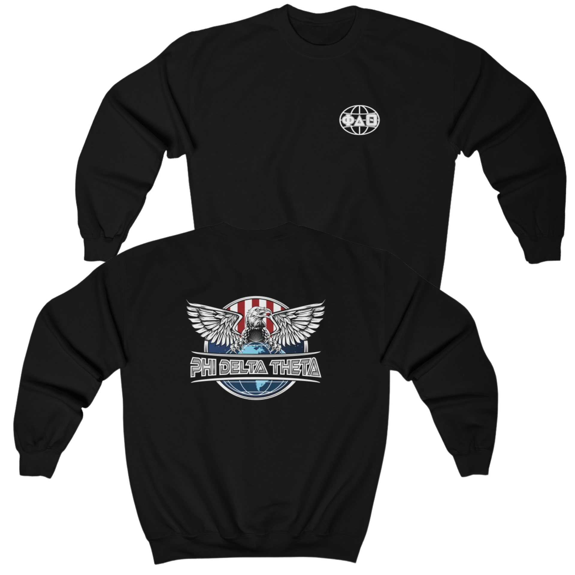 Black Phi Delta Theta Graphic Crewneck Sweatshirt | The Fraternal Order | phi delta theta fraternity greek apparel 