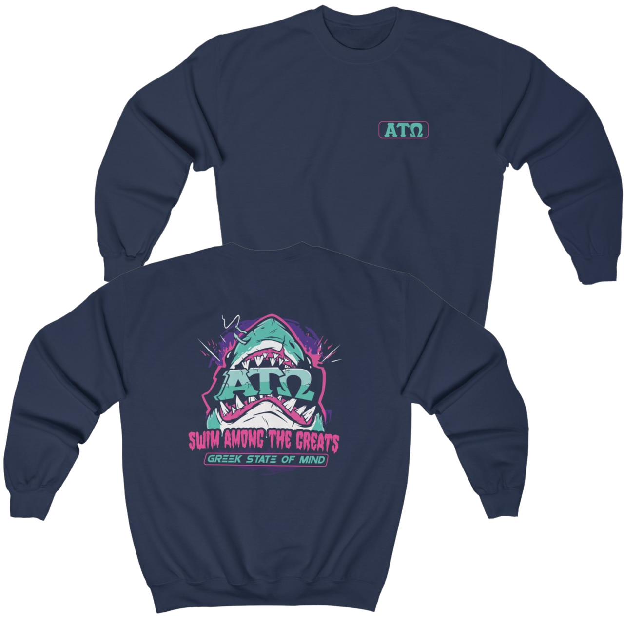 Navy Alpha Tau Omega Graphic Crewneck Sweatshirt | The Deep End | Alpha Tau Omega Apparel 