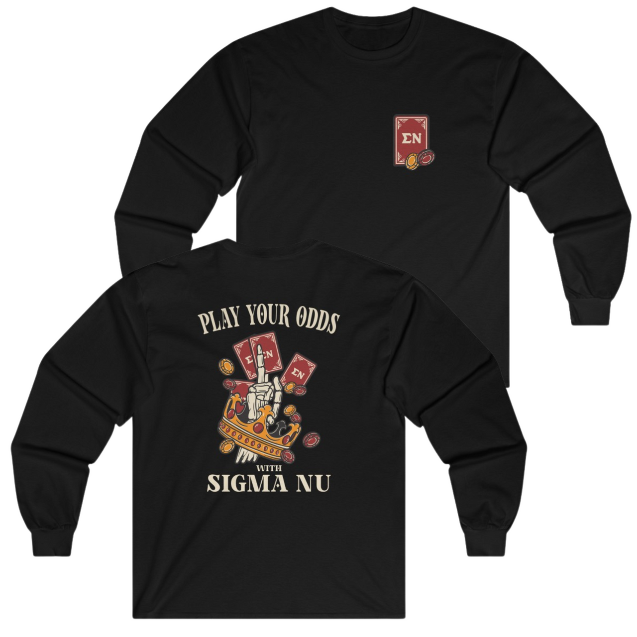 Black Sigma Nu Graphic Long Sleeve | Play Your Odds | Sigma Nu Clothing, Apparel and Merchandise