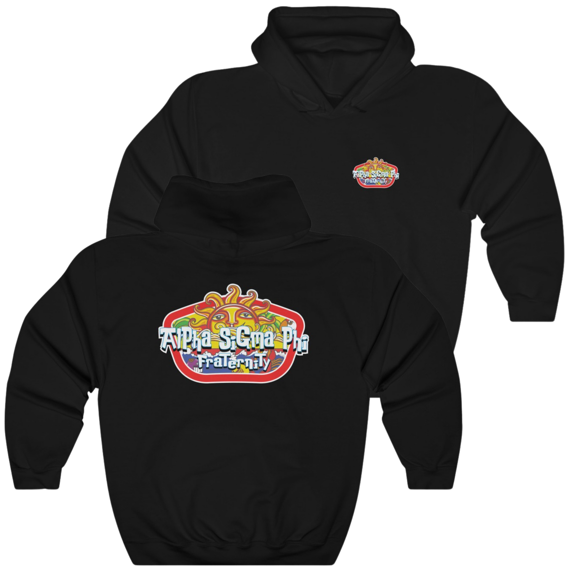 Black Alpha Sigma Phi Graphic Hoodie | Summer Sol | Alpha Sigma Phi Fraternity Clothing