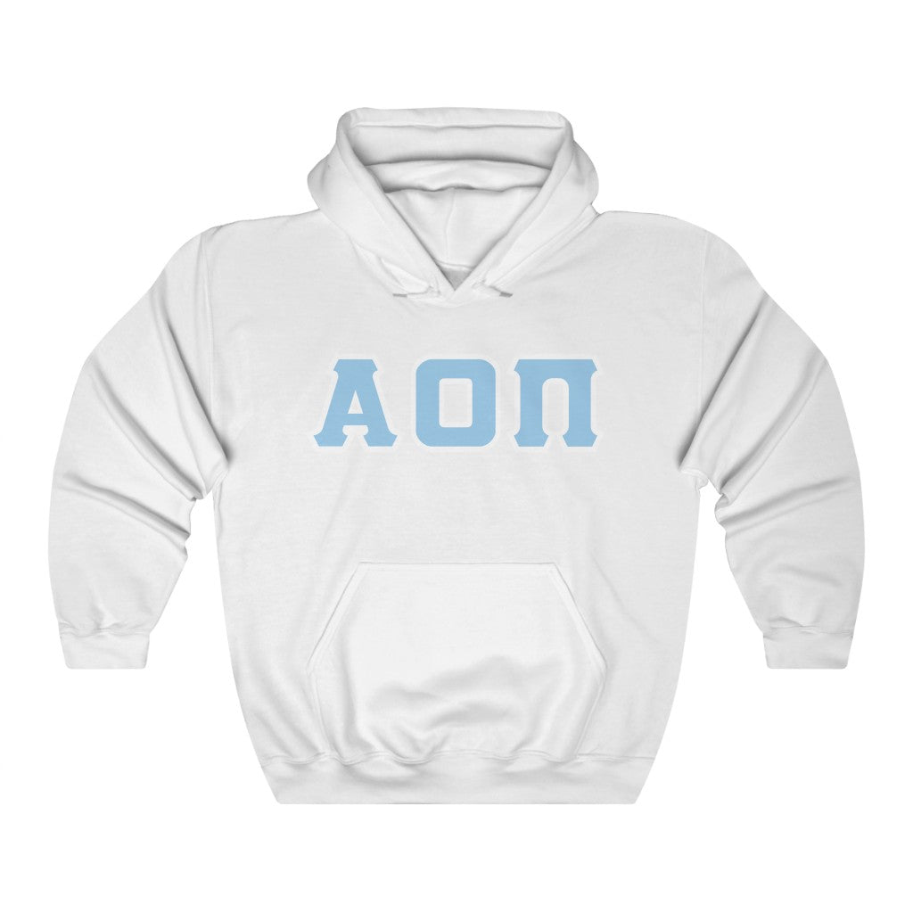 AOII Printed Letters | Light Blue & White Border Hoodie