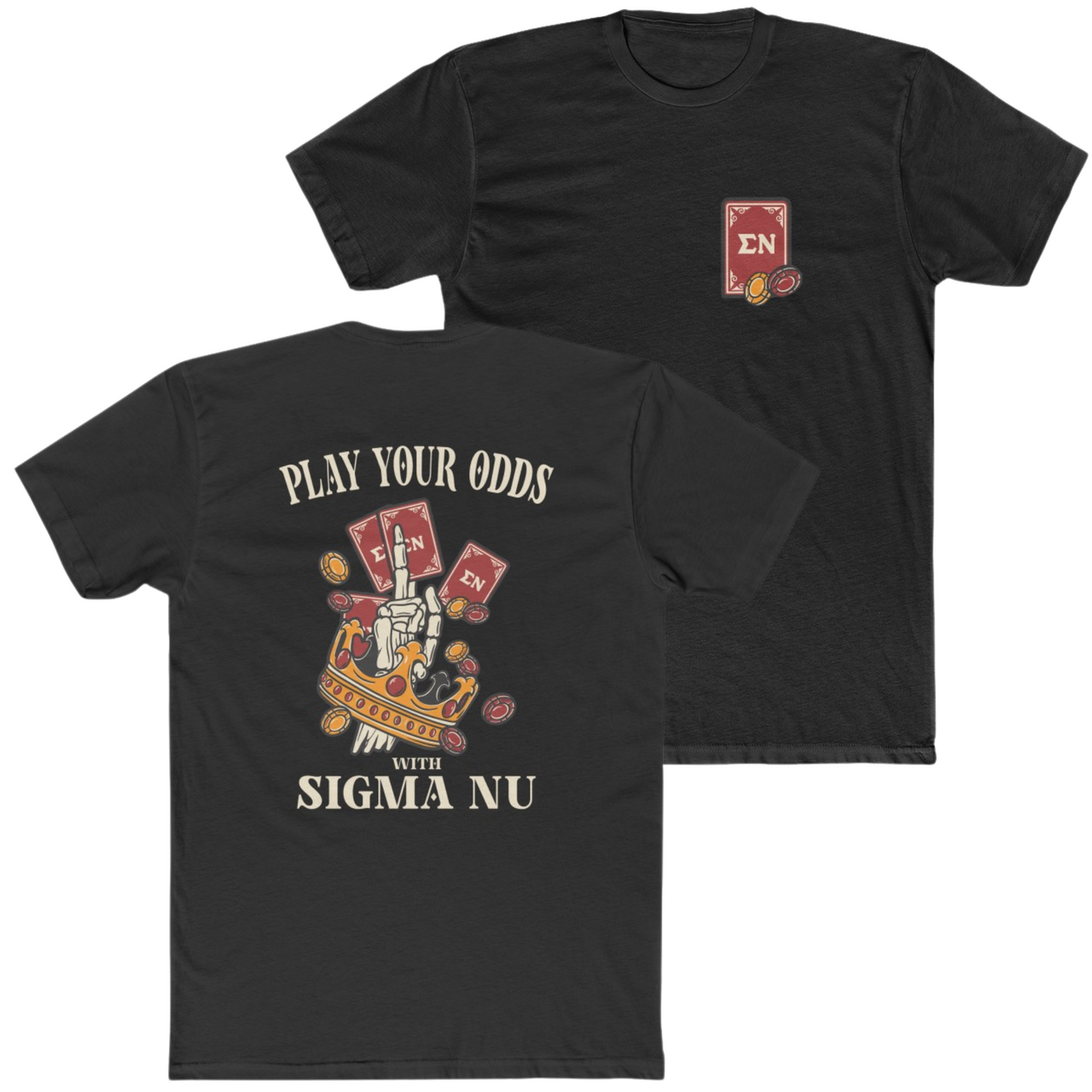 Black Sigma Nu Graphic T-Shirt | Play Your Odds | Sigma Nu Clothing, Apparel and Merchandise