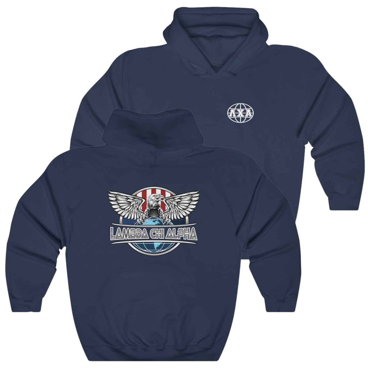Navy Lambda Chi Alpha Graphic Hoodie | The Fraternal Order | Lambda Chi Alpha Fraternity Shirt 