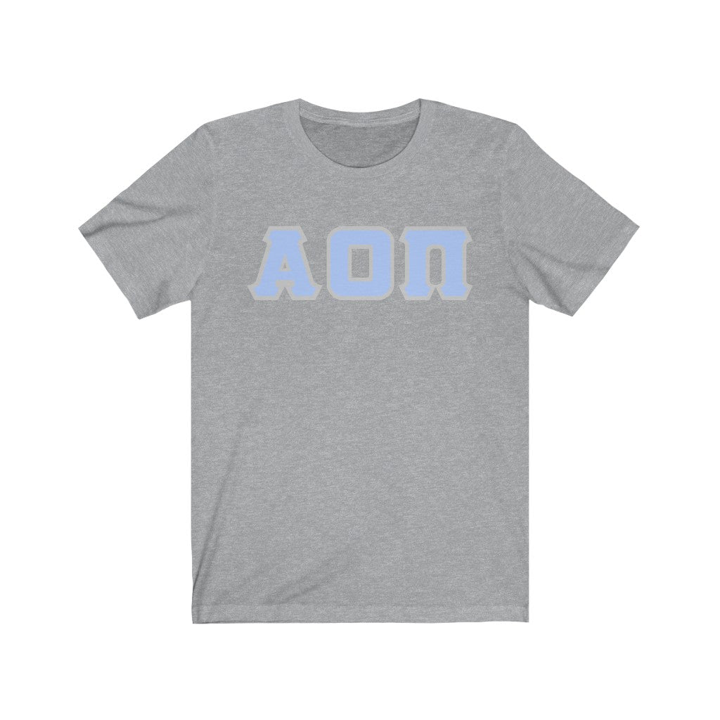 AOII Printed Letters | Light Blue With Grey Border T-Shirt