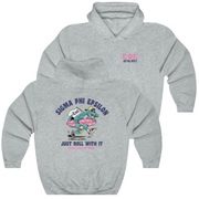 Grey Sigma Phi Epsilon Graphic Hoodie | Alligator Skater | SigEp Clothing - Campus Apparel