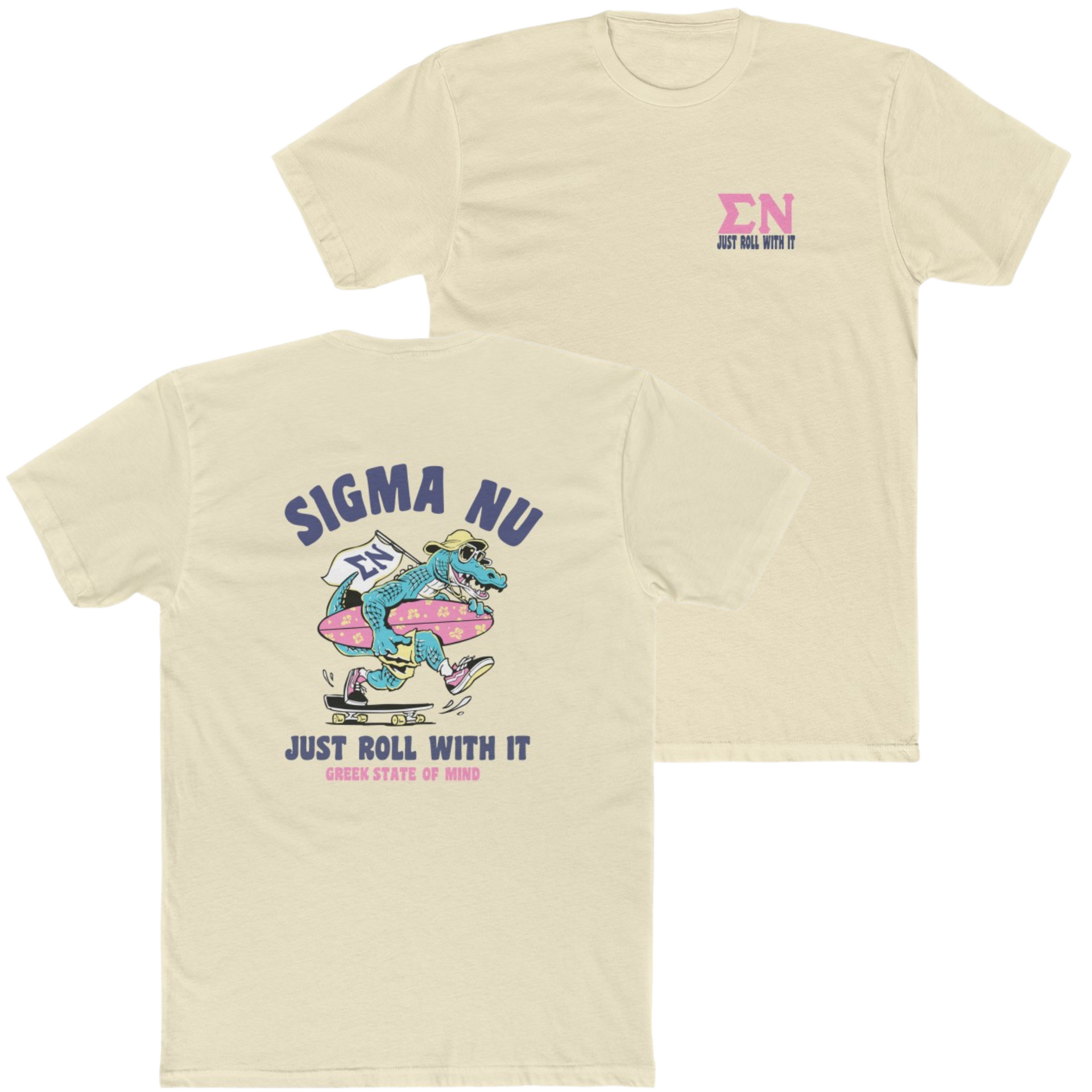 Sand Sigma Nu Graphic T-Shirt | Alligator Skater | Sigma Nu Clothing, Apparel and Merchandise