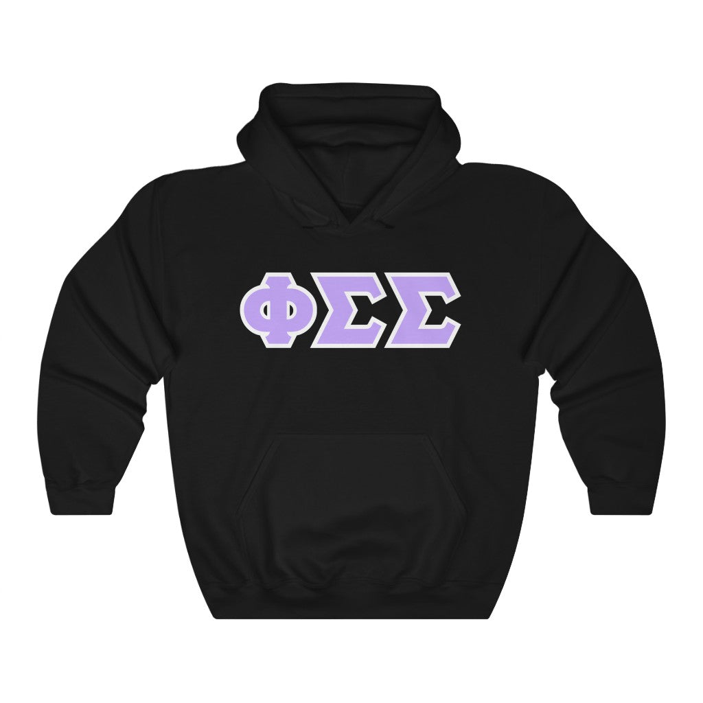 Phi Sig Printed Letters | Violet with White Border Hoodie