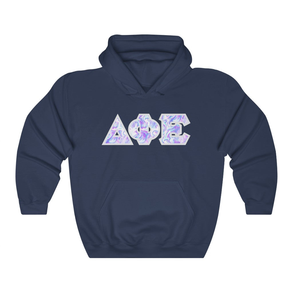 Delta Phi Epsilon Printed Letters | Cotton Candy Tie-Dye Hoodie