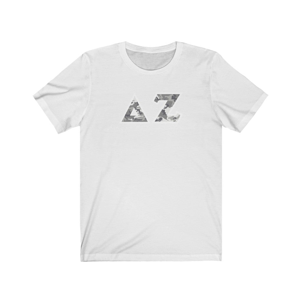 Delta Zeta Printed Letters | Winter Camo T-Shirt