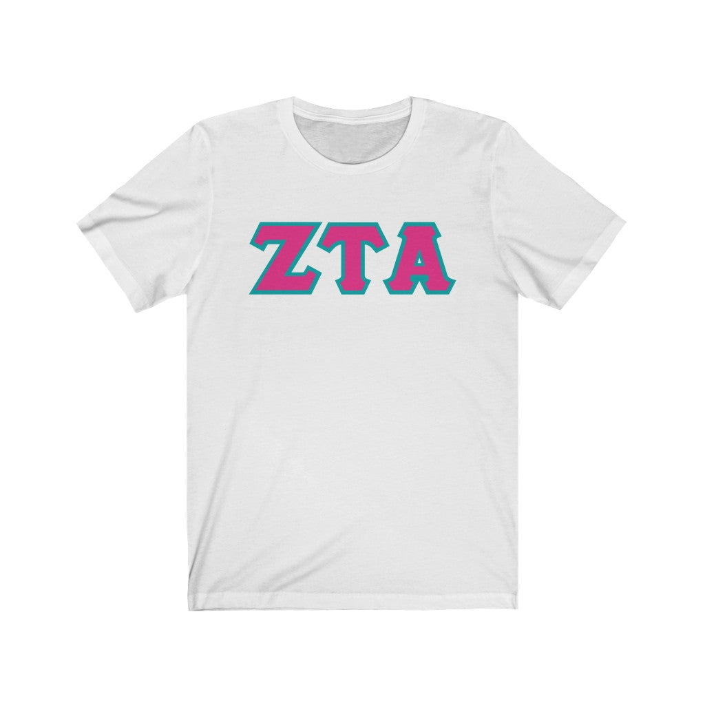 ZTA Printed Letters | Hot Pink & Turquoise Border T-Shirt