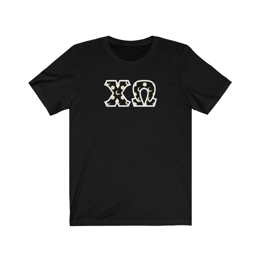 Chi Omega Printed Letters | Sun and Moon T-Shirt
