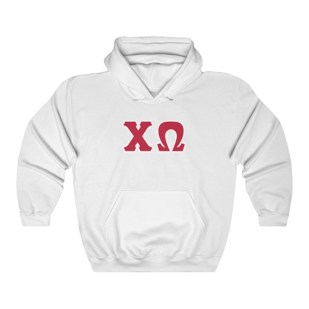 Chi Omega Print Letters | Cardinal & White Border Hoodie