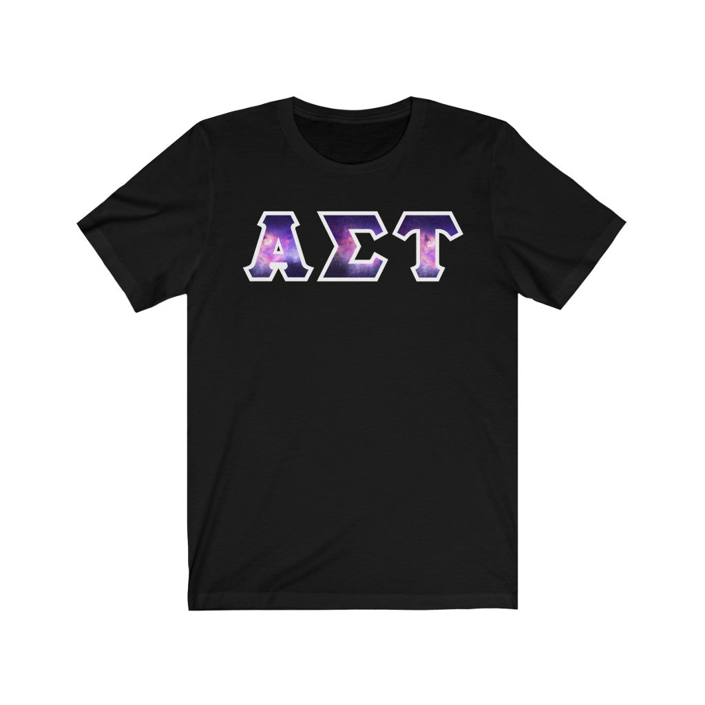 Alpha Sigma Tau Printed Letters | Galaxy Print T-Shirt