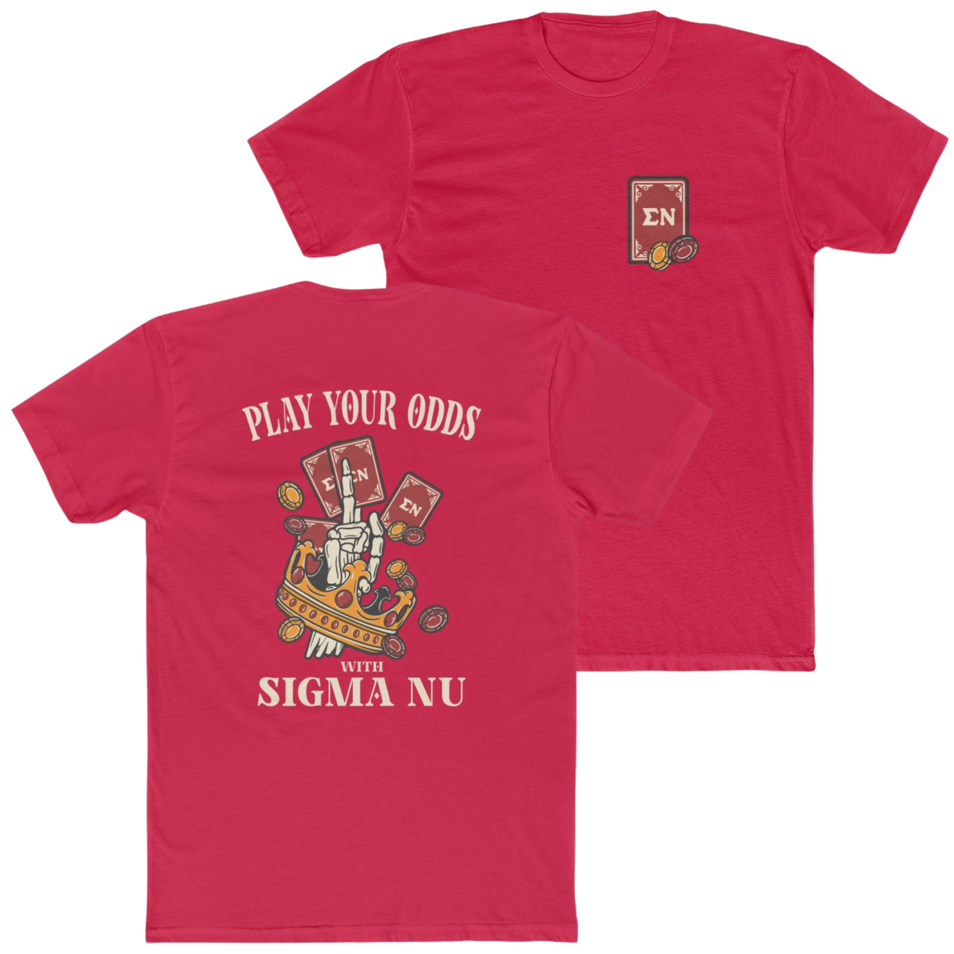Red Sigma Nu Graphic T-Shirt | Play Your Odds | Sigma Nu Clothing, Apparel and Merchandise