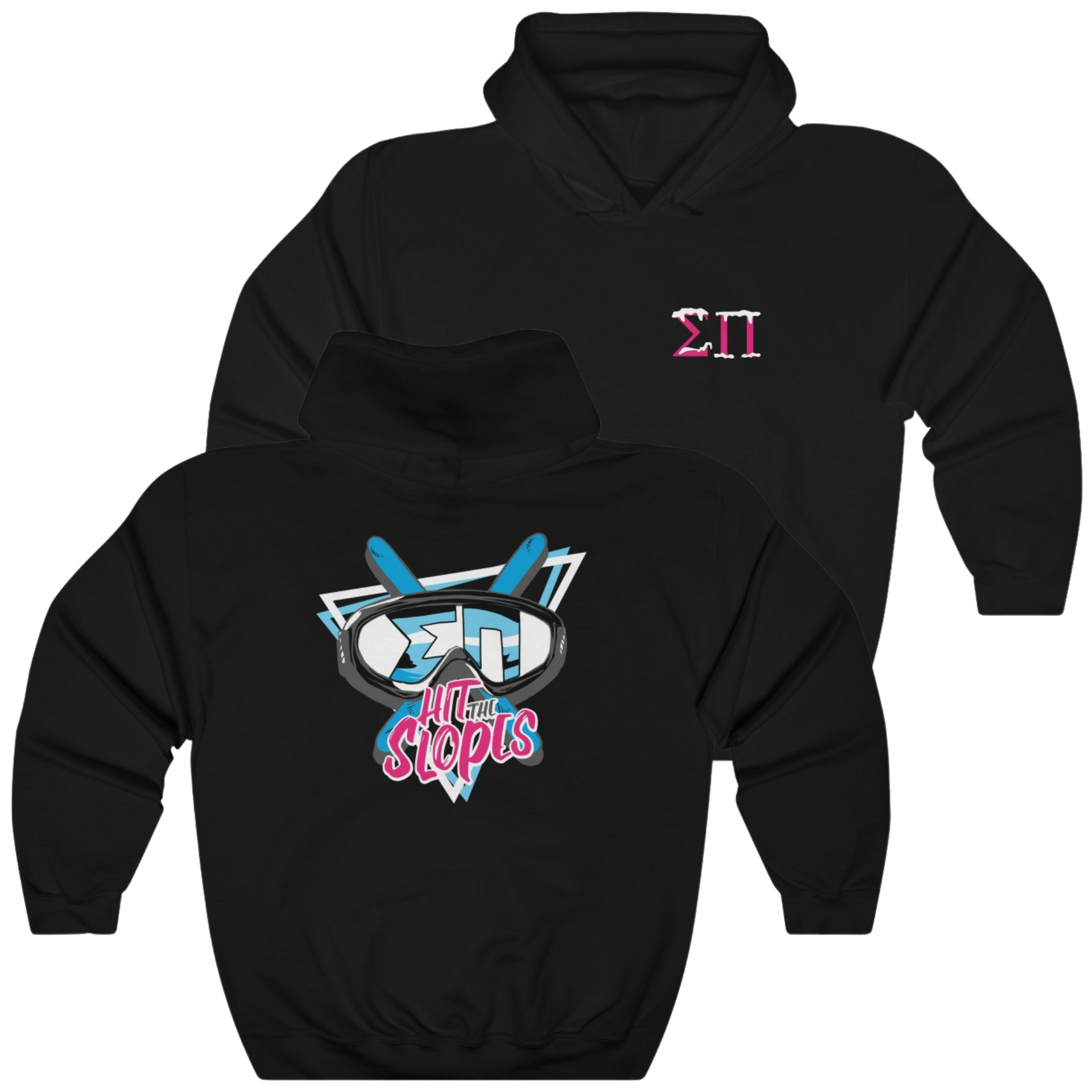 Black Sigma Pi Graphic Hoodie | Hit the Slopes | Sigma Pi Apparel and Merchandise 