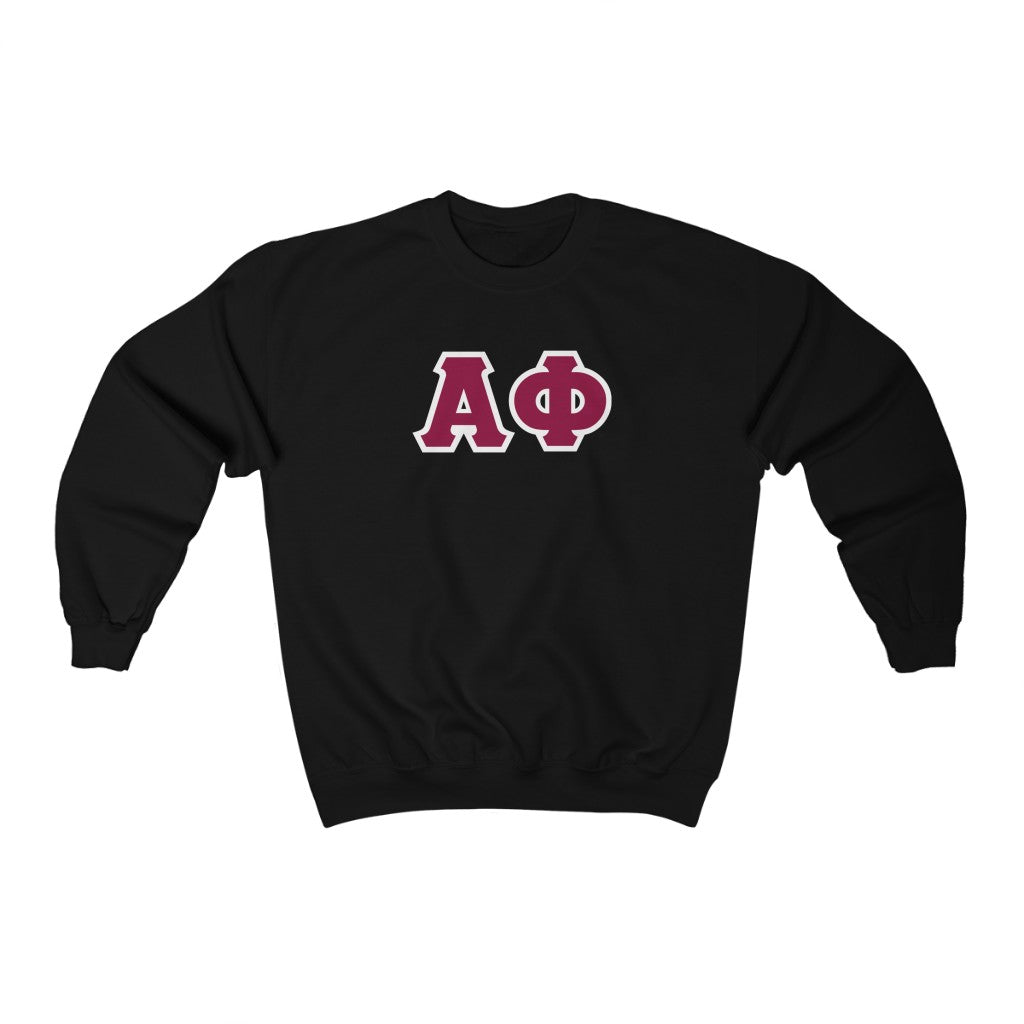 Alpha Phi Printed Letters | Maroon & White Border Crewneck