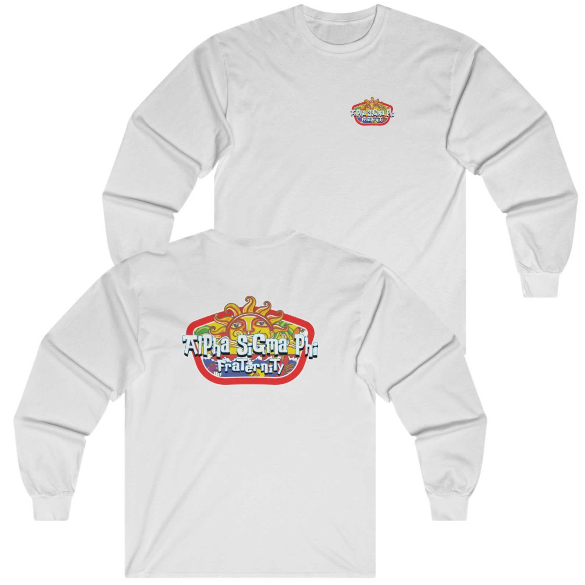 White Alpha Sigma Phi Graphic Long Sleeve | Summer Sol | Alpha Sigma Phi Fraternity Clothing 