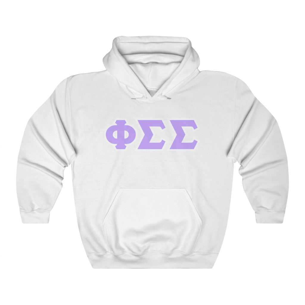 Phi Sig Printed Letters | Violet with White Border Hoodie