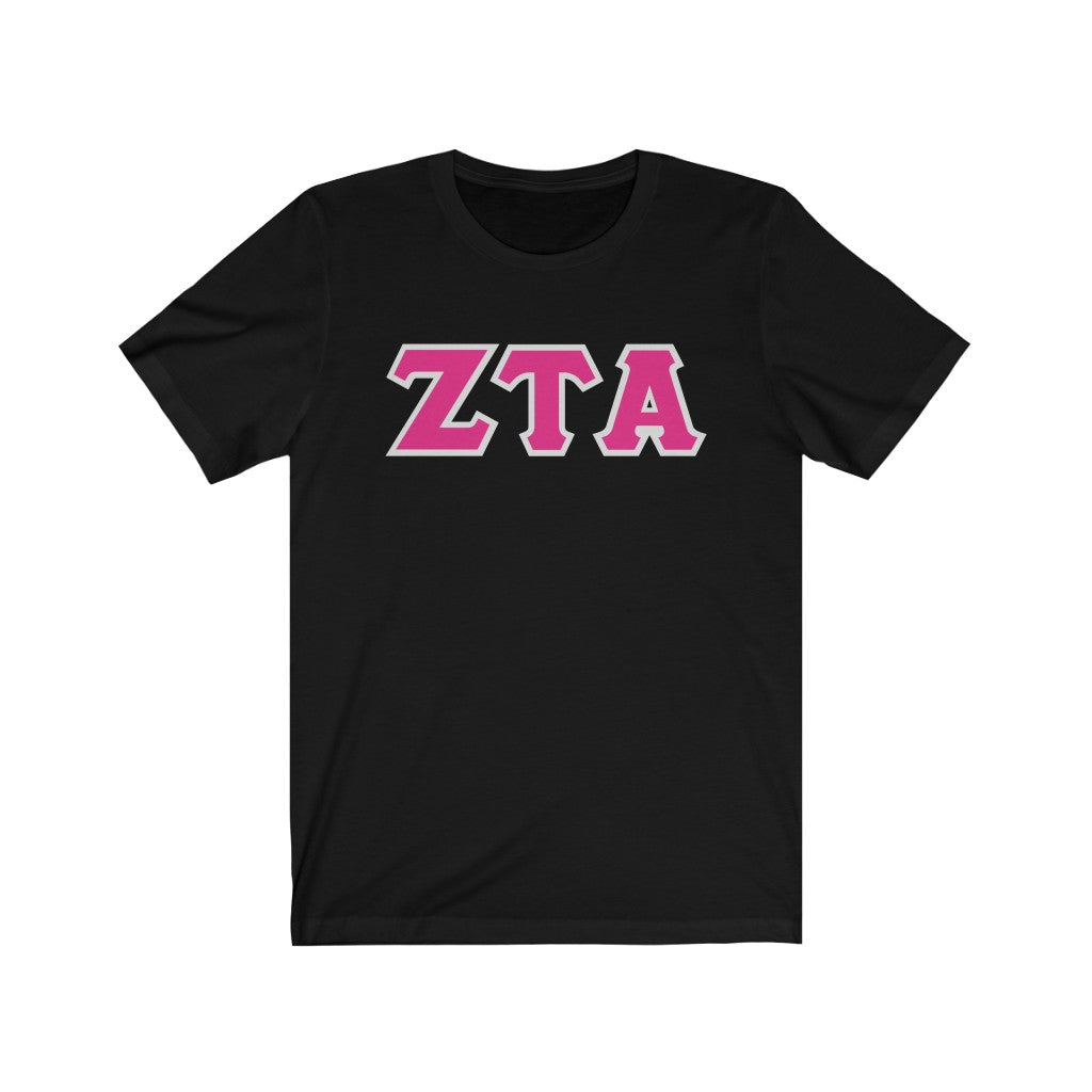 ZTA Printed Letters | Hot Pink with Grey Border T-Shirt