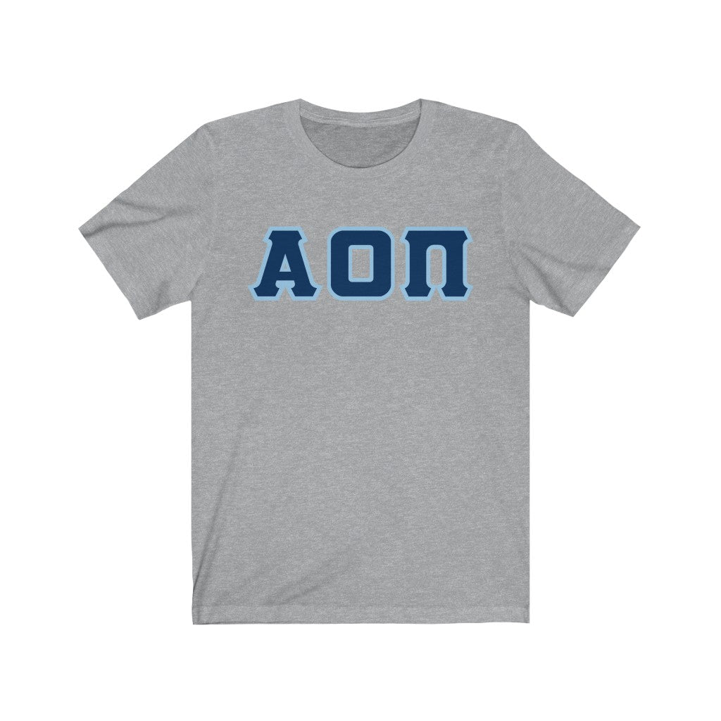 AOII Printed Letters | Navy with L Blue Border T-Shirt