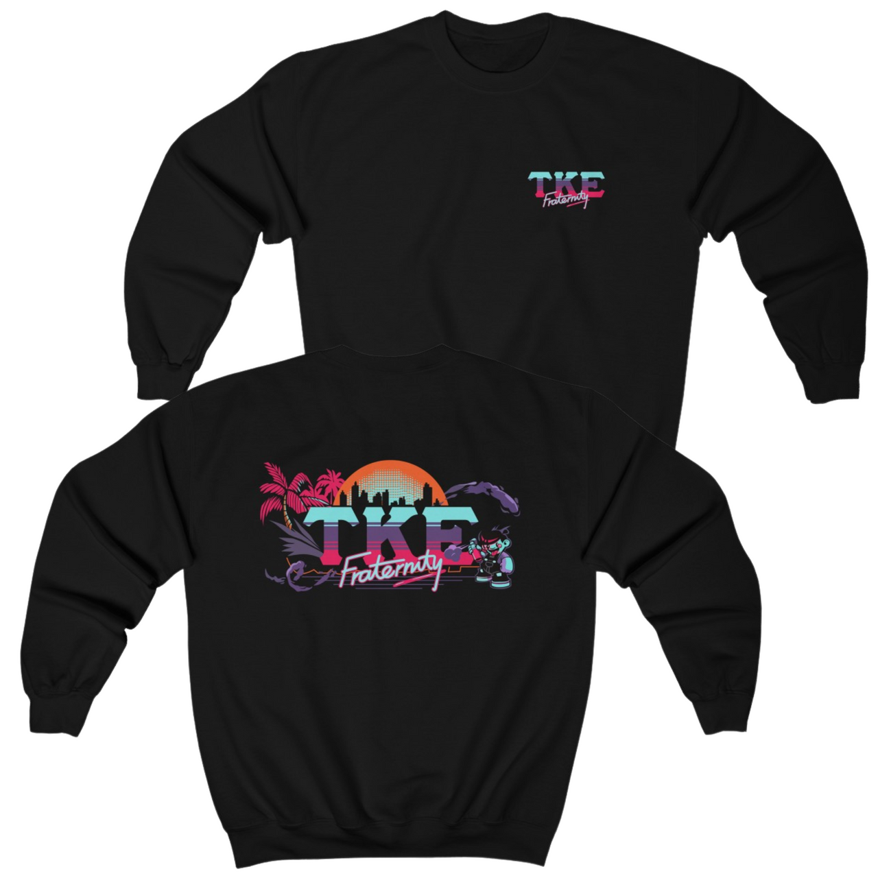 Black Tau Kappa Epsilon Graphic Crewneck Sweatshirt | Jump Street | TKE Clothing and Merchandise