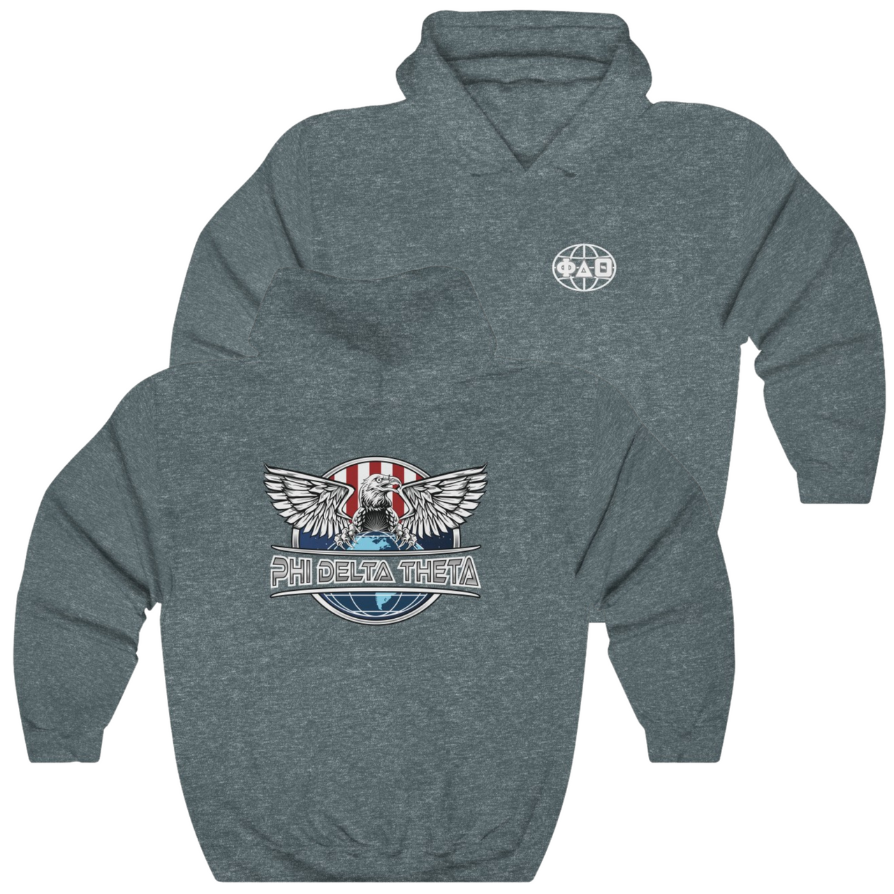 Grey Phi Delta Theta Graphic Hoodie | The Fraternal Order | phi delta theta fraternity greek apparel 