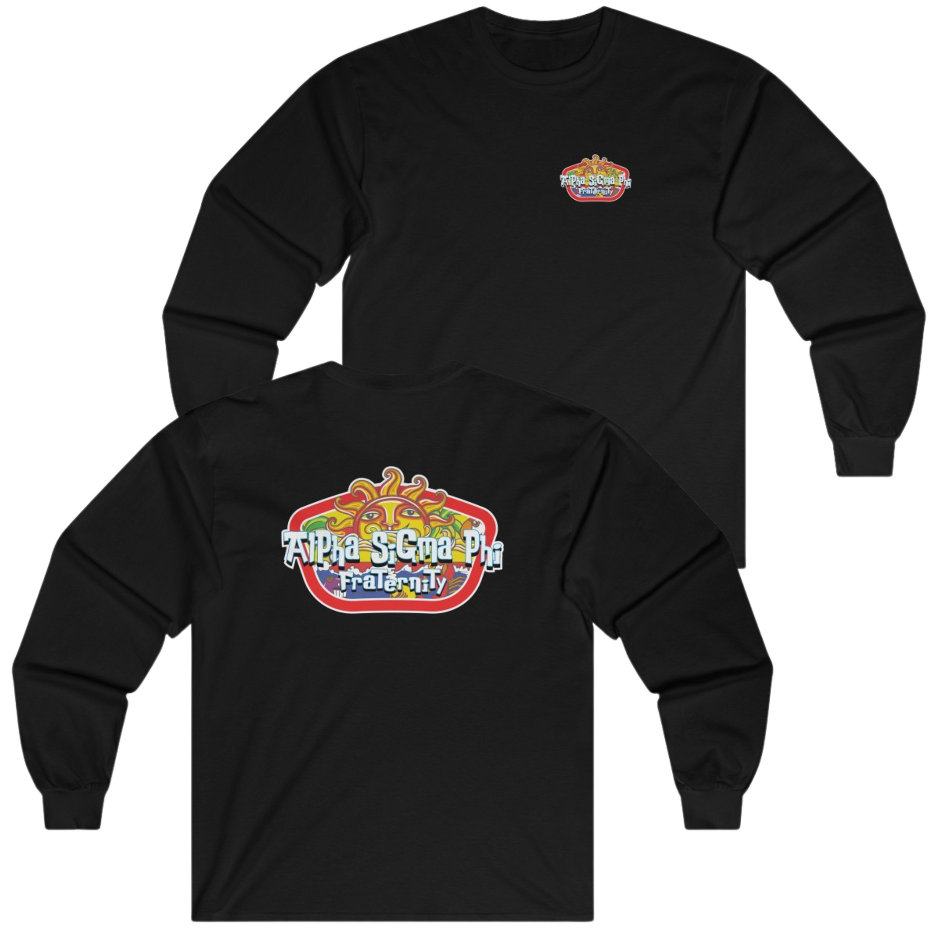 Black Alpha Sigma Phi Graphic Long Sleeve | Summer Sol | Alpha Sigma Phi Fraternity Clothing 