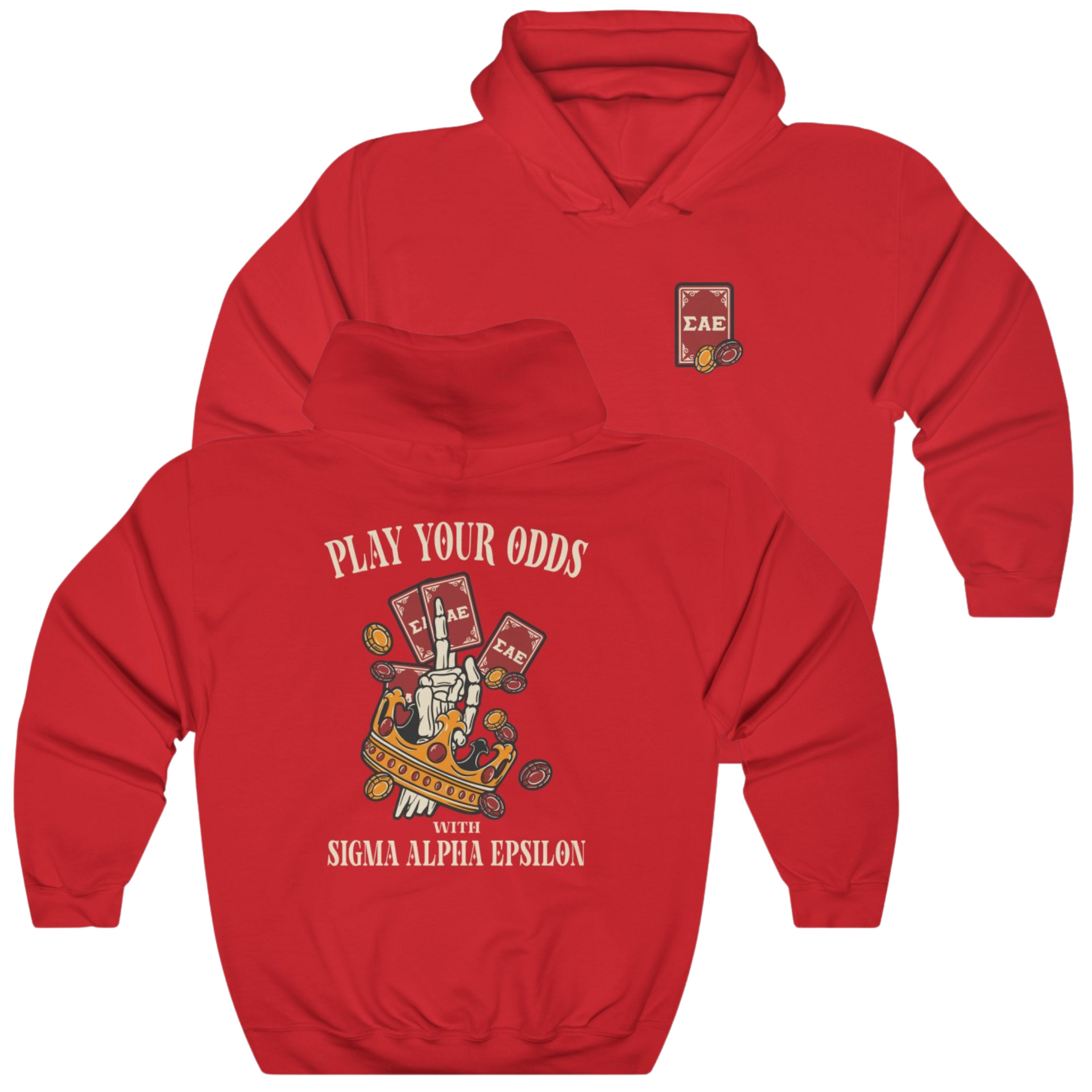 red Sigma Alpha Epsilon Graphic Hoodie | Play Your Odds | Sigma Alpha Epsilon Clothing and Merchandise