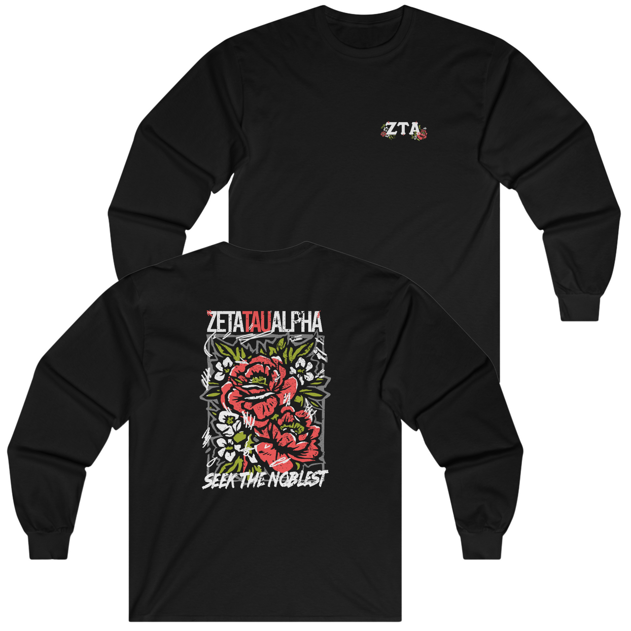 Zeta Tau Alpha Graphic Long Sleeve | Grunge Roses