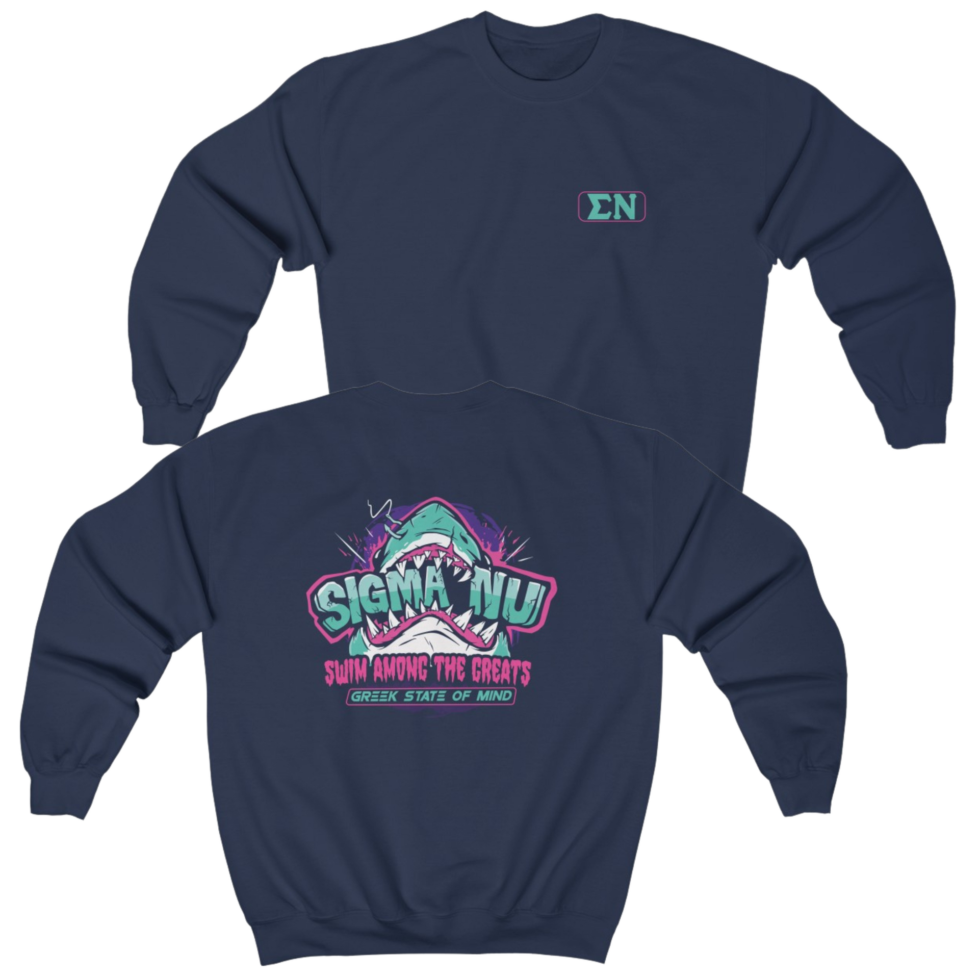 Navy Sigma Nu Graphic Crewneck Sweatshirt | The Deep End | Sigma Nu Clothing, Apparel and Merchandise