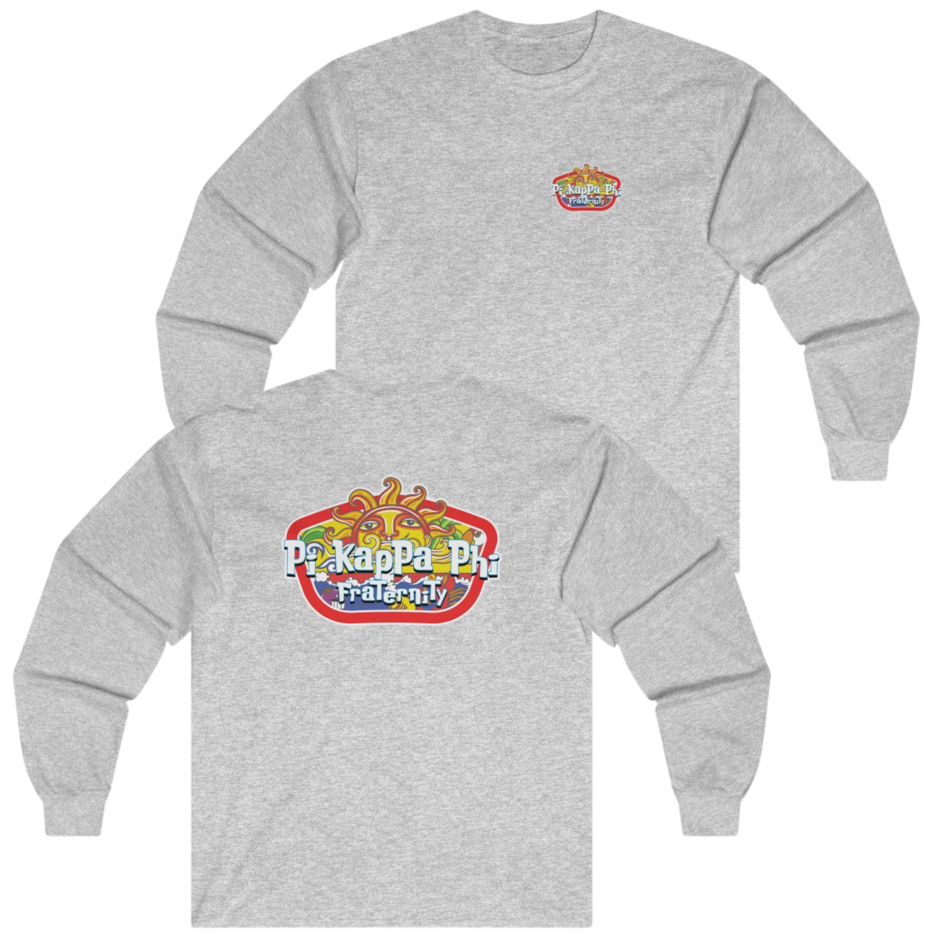Grey Pi Kappa Phi Graphic Long Sleeve | Summer Sol | Pi Kappa Phi Apparel and Merchandise