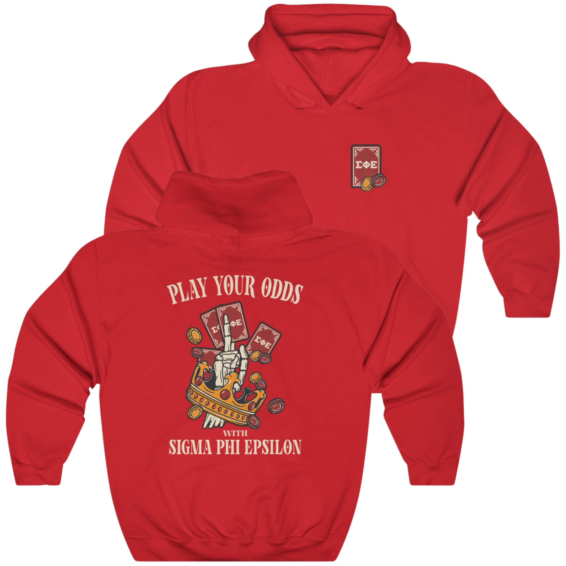 Red Sigma Phi Epsilon Graphic Hoodie | Play Your Odds | SigEp Clothing - Campus Apparel