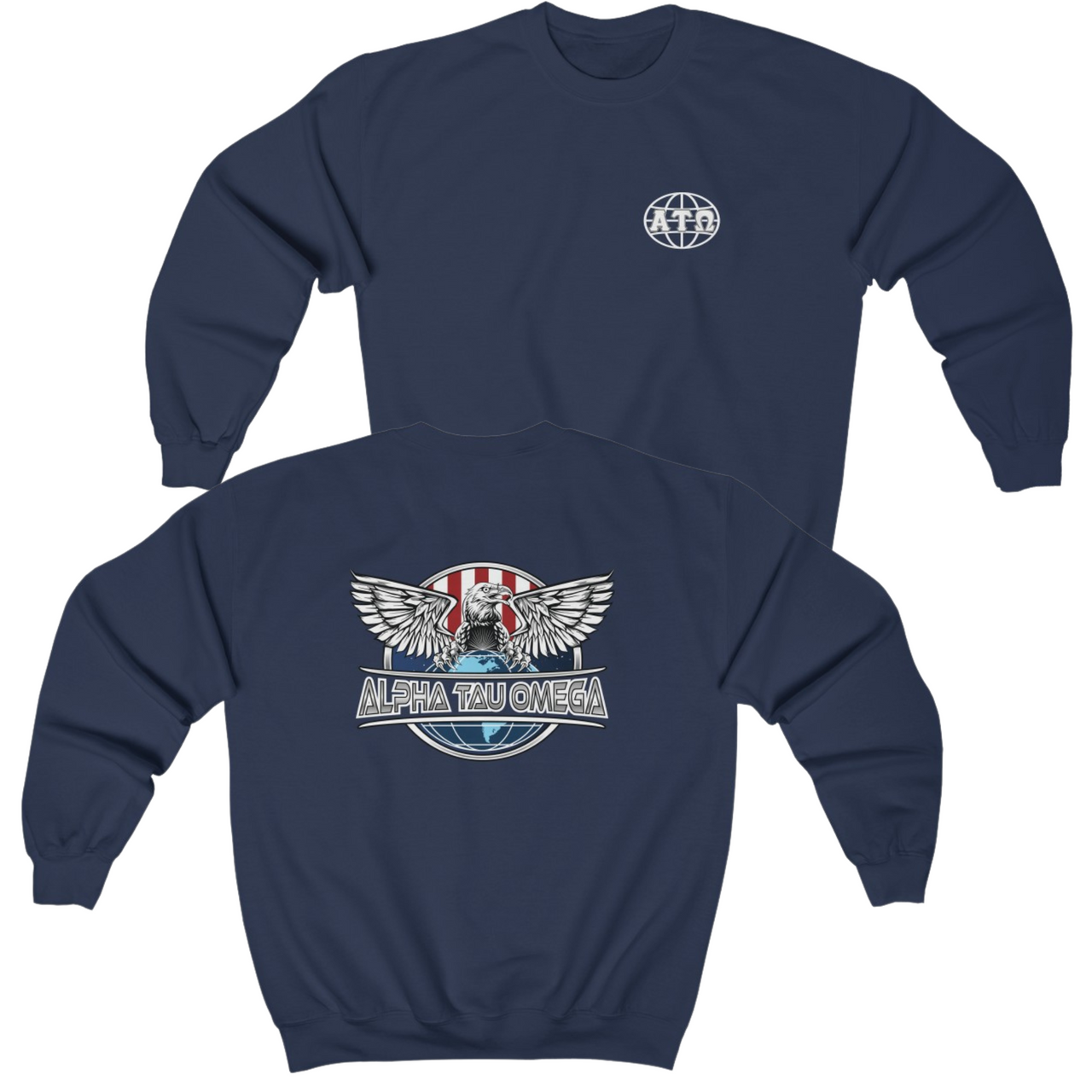 Navy Alpha Tau Omega Graphic Crewneck Sweatshirt | The Fraternal Order | Alpha Tau Omega Apparel 