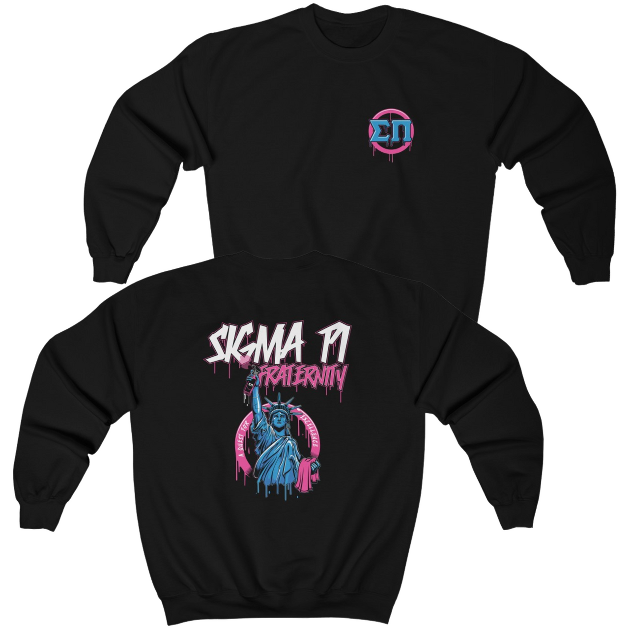 Black Sigma Pi Graphic Crewneck Sweatshirt | Liberty Rebel | Sigma Pi Apparel and Merchandise 